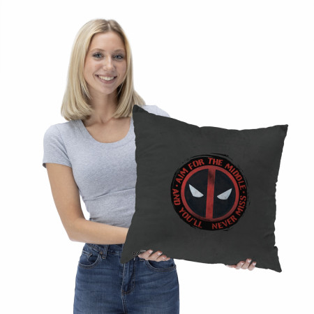 Deadpool Marvel Aim for the Middle Printed 18" Throw Pillow